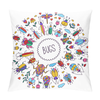 Personality  Bugs Insects Doodle Icons   Pillow Covers