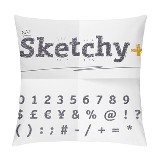 Personality  Vector Hand Drawn Sketch Letters, Numbers, Cueency And Symbols Pillow Covers