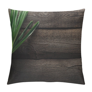 Personality  Top View Of Green Leek On Wooden Rustic Table Pillow Covers