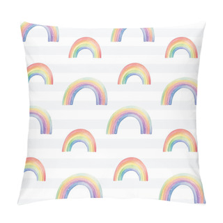 Personality  Seamless Colorful Rainbow Pattern. Watercolor Rainbows Vector Background In Pastel Colors Pillow Covers