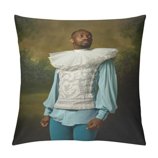 Personality  Young Man As A Medieval Knight On Dark Background Pillow Covers