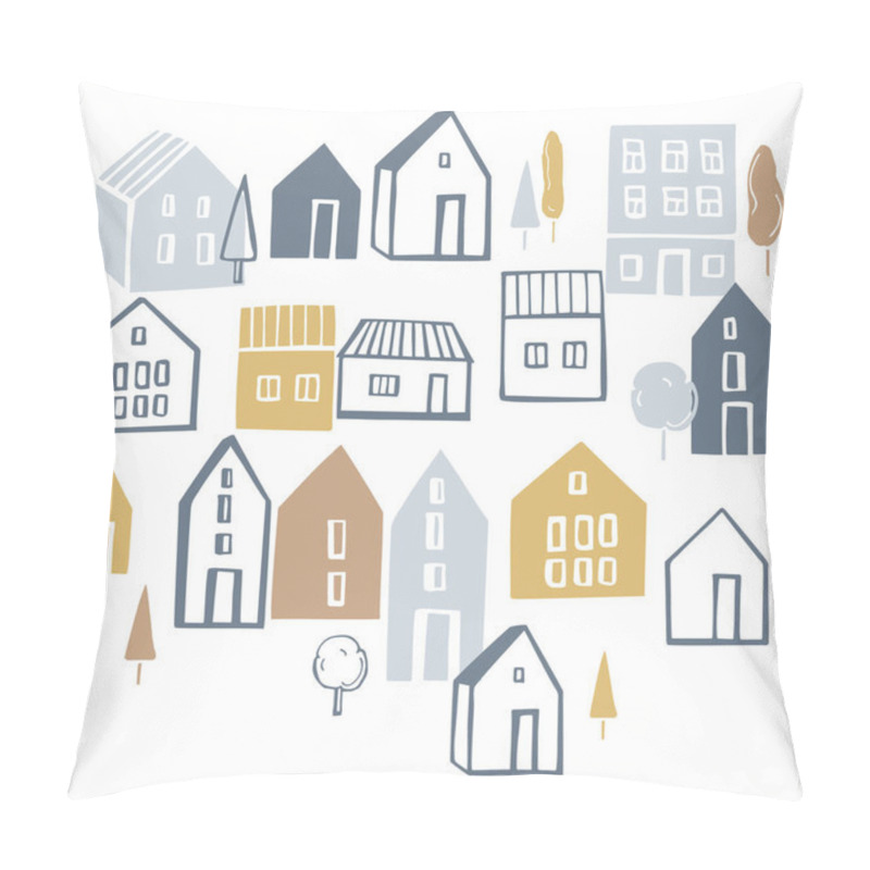 Personality  Vector background with cute small houses.  pillow covers