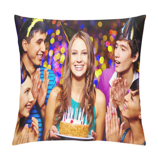 Personality  Girl With Birthday Dessert Pillow Covers