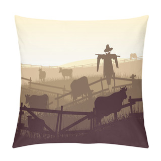 Personality  Horizontal Illustration Of Farm Pets. Pillow Covers