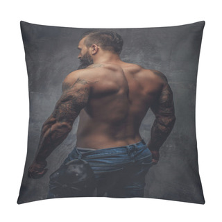 Personality  Shirtless Muscular Guy From Back. Pillow Covers