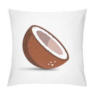 Personality  Vector Half Of Coconut Closeup On A White Background Pillow Covers