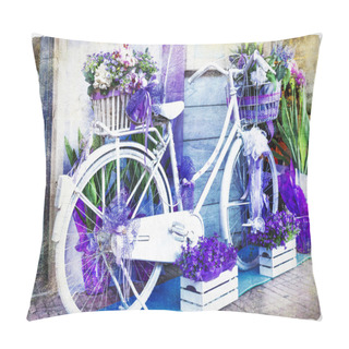 Personality  Vintage Floral Bike - Artistic Picture Pillow Covers