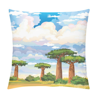 Personality  Baobabs And Cloudy Sky. Pillow Covers