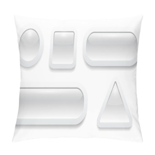 Personality  Buttons 3D Grey Set, Shiny Collection White And Grey Vector Design. Pillow Covers