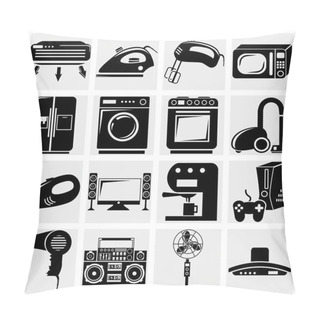 Personality  A Vector Collection Of Home Appliances Icons Set On Gray Pillow Covers