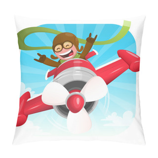 Personality  Cheerful Pilot In Red Plane Pillow Covers