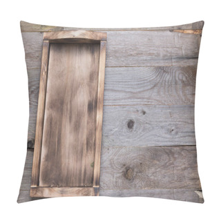 Personality  Handmade Burned Box On A Wooden Rustic Texture For Background. R Pillow Covers