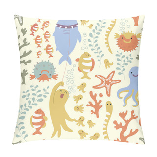 Personality  Bright Seamless Pattern. Underseas. Pillow Covers