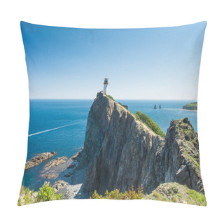 Personality  Russia Far East Primorsky Region Brinera Lighthouse, The Sea Of Japan. The Old Lighthouse At Cape Brinera Pillow Covers