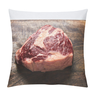 Personality  Fresh Raw Steak On Wooden Cutting Board Pillow Covers