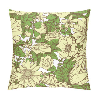 Personality  Seamless Floral Pattern With Beautiful White Flowers Pillow Covers