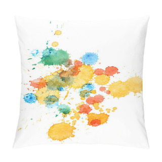 Personality  Colorful Retro Vintage Abstract Watercolour Aquarelle Art Hand Paint On White Background. Painting With Paint Blots Pillow Covers