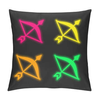 Personality  Bow Four Color Glowing Neon Vector Icon Pillow Covers
