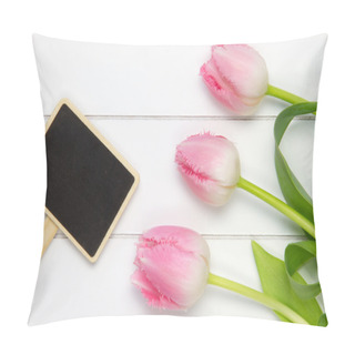 Personality  Top View Of Three Soft Pink Tulips Pillow Covers