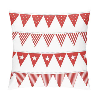 Personality  Star And Stripes Patterned Triangle Shaped Flags Red Bunting Set Pillow Covers