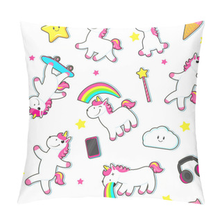 Personality  Seamless Pattern With Cute Unicorn Characters Pillow Covers