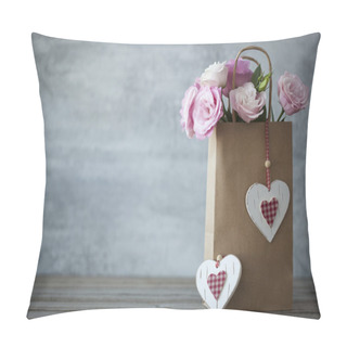 Personality  St. Valentines Day Minimalistic Background With Flowers Pillow Covers