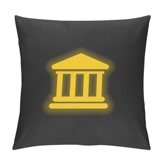 Personality  Bank Yellow Glowing Neon Icon Pillow Covers