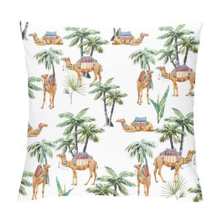 Personality  Watercolor Camel And Palm Vector Pattern Pillow Covers