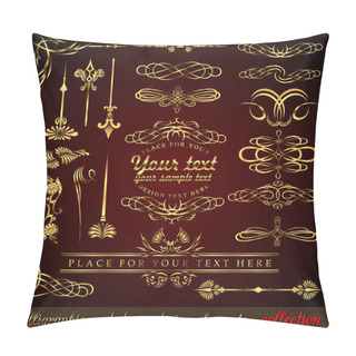 Personality  Gold Calligraphic Design Elements Pillow Covers