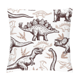 Personality  Dinosaurs Footprints Seamless Pattern Two-color Doodle Pillow Covers