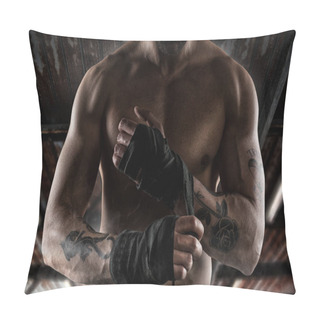 Personality  Boxer Putting Tapes On Hands  Pillow Covers