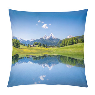 Personality  Idyllic Summer Landscape With Clear Mountain Lake In The Alps Pillow Covers