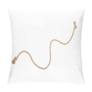Personality  Brown Jute Waved Rope With Knots Isolated On White  Pillow Covers