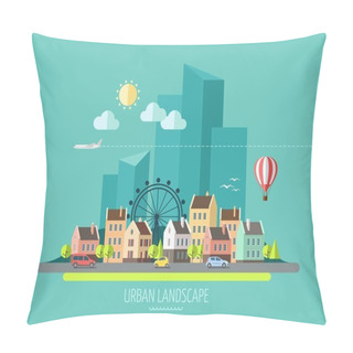 Personality  Flat Design City Landscape. Pillow Covers