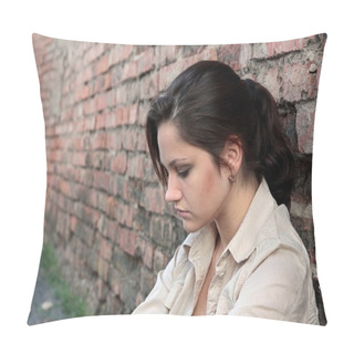 Personality  Young Woman In Despair Pillow Covers