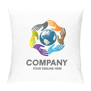 Personality  Colorful Hands Around Earth Pillow Covers