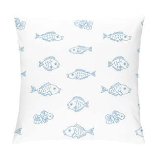 Personality  Vector Seamless Pattern With Fishes Pillow Covers