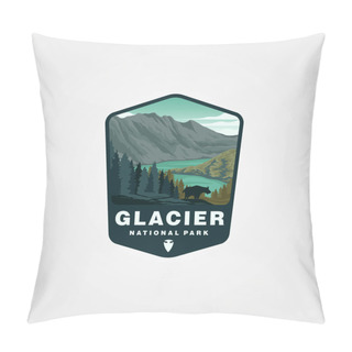 Personality  Vector Of Glacier National Park Vector Patch Logo Design Pillow Covers