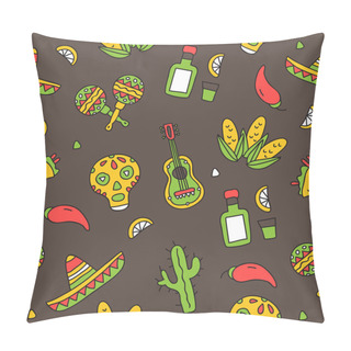Personality  Seamless Vector Pattern Of Mexican Icons Pillow Covers