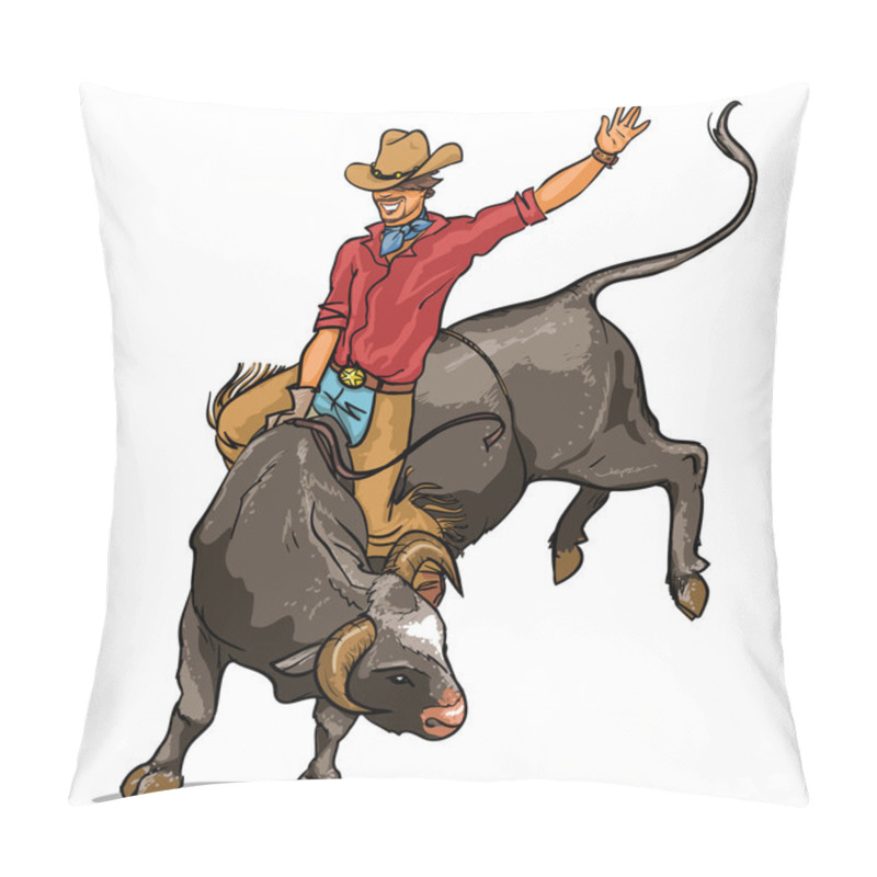 Personality  Cowboy Riding A Bull Pillow Covers