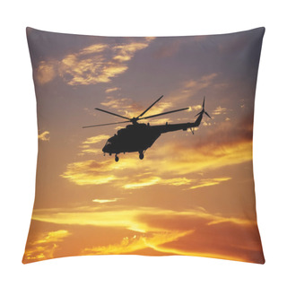 Personality  Picture Of Helicopter At Sunset. Silhouette Of Helicopter On Sun Pillow Covers