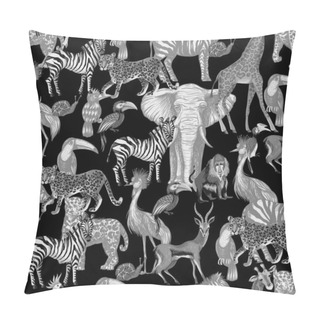Personality  Seamless Pattern With Tropical Animals In Graphic Style. Vector Pillow Covers