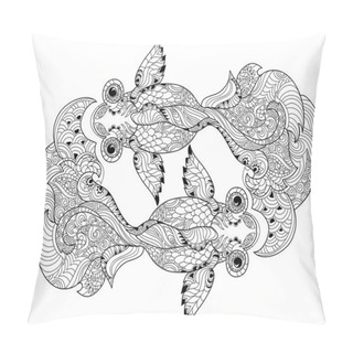 Personality  Zentangle Stylized Floral China Fish Doodle Pillow Covers