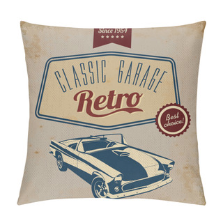 Personality  Vintage Car Design Flyer - Grungy Style Vector Design Pillow Covers