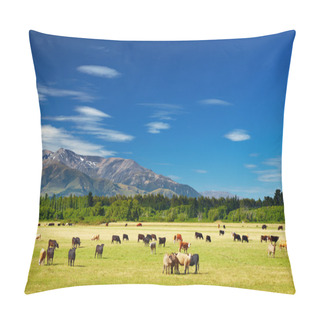 Personality Landscape With Grazing Cows Pillow Covers