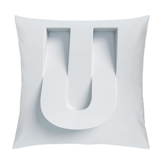 Personality  Letter U Slanted 3d Font Engraved And Extruded From The Surface Pillow Covers