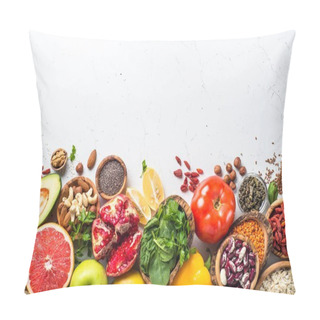 Personality  Balanced Diet Food Background. Pillow Covers