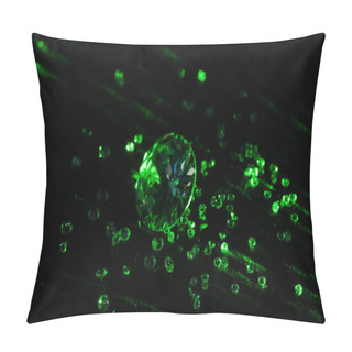 Personality  Collection Of Diamonds With Bright Green Neon Light On Dark Background Pillow Covers