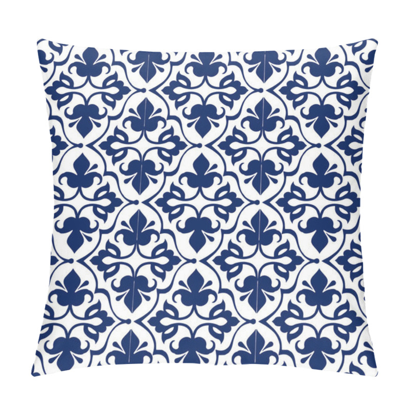 Personality  Printed Indigo Dye,seamless Ethnic Floral Geometric Pattern. Traditional Oriental Ornament. Decorative Ornament Backdrop For Fabric, Textile, Wrapping Paper. Pillow Covers