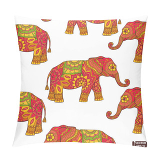 Personality  Seamless Pattern With Indian Elephant Pillow Covers